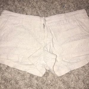 White floral lace shorts